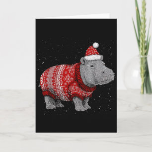 Prettig kerstfeest Grappige Nijlpaard Kerstman Hoe Kaart