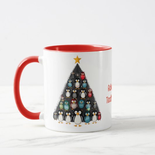 Prettig kerstfeest Grappige Pinguïn Boom Rood Mok (Links)