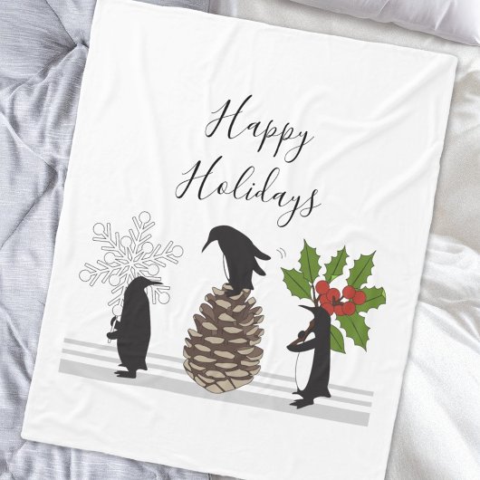Prettig kerstfeest Grappige Pinguïn Kerstmis Fleece Deken