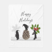 Prettig kerstfeest Grappige Pinguïn Kerstmis Fleece Deken (Voorkant)