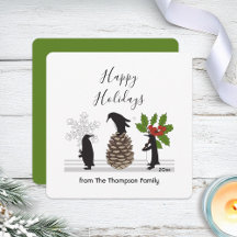Prettig kerstfeest grappige pinguïn whimische kers