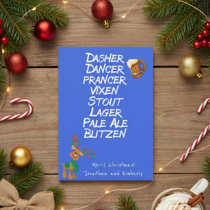 Prettig kerstfeest Grappige rendiernamen Bier Feestdagenkaart