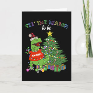 Prettig kerstfeest Grappige Stoute Dinosaur Kaart