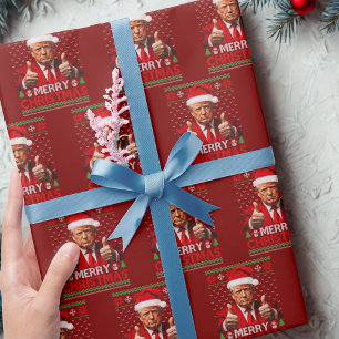 Prettig kerstfeest Grappige Trump Kerstman Hoed Le Cadeaupapier