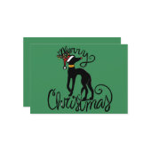 Prettig kerstfeest Greyhound Kaart (Voorkant / Achterkant in situ)