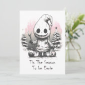 Prettig kerstfeest Griezelige Gotische Geest Feestdagenkaart (Staand voorkant)