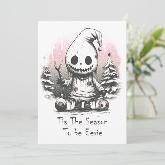 Prettig kerstfeest Griezelige Gotische Geest Feestdagenkaart (Staand voorkant)