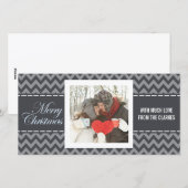 Prettig kerstfeest Grijze Chevron Foto Kerstkaart (Voorkant / Achterkant)