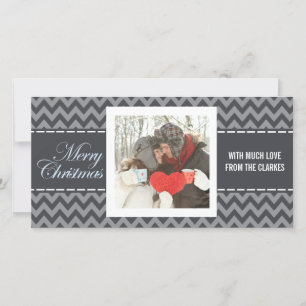 Prettig kerstfeest Grijze Chevron Foto Kerstkaart