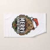 Prettig kerstfeest Grizzlybeer Bad Handdoek (Handdoek)