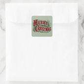 Prettig kerstfeest - Groen en Rood Vierkante Sticker (Tas)