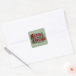 Prettig kerstfeest - Groen en Rood Vierkante Sticker
