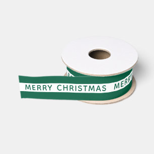 Prettig kerstfeest groen en wit gestreept festief grosgrain lint