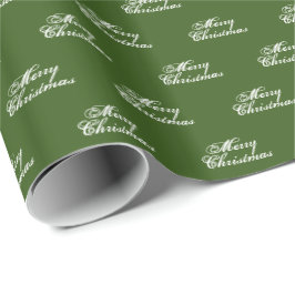 Prettig kerstfeest groen en wit script kalligrafie cadeaupapier