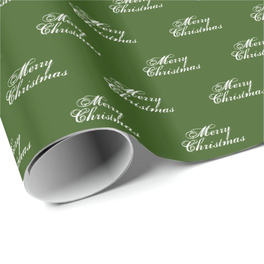 Prettig kerstfeest groen en wit script kalligrafie cadeaupapier (Rol Hoek)