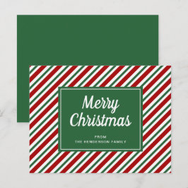 Prettig kerstfeest groen gestreept patroon briefkaart