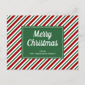 Prettig kerstfeest groen gestreept patroon briefkaart (Voorkant)