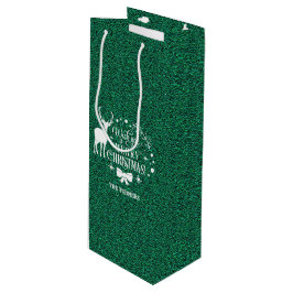 Prettig Kerstfeest Groen Glitter Monogram Wijn Cadeautas