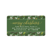 Prettig kerstfeest Groen Goud Elegant Script Adres Etiket (Voorkant)