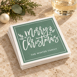 Prettig kerstfeest Groen Modern Schrift Vakantie Servetten