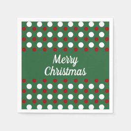 Prettig kerstfeest groen rood polka stippen servet