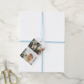prettig kerstfeest groen script 3 foto collage cadeaulabel (Met Touw)