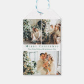 prettig kerstfeest groen script 3 foto collage cadeaulabel (Voorkant)