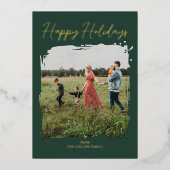 Prettig Kerstfeest Groen Script Modern Minimaal Fo Folie Feestdagenkaart (Voorkant)