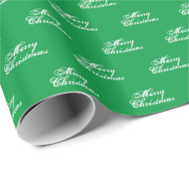 Prettig kerstfeest groen wit schrift kalligrafie cadeaupapier