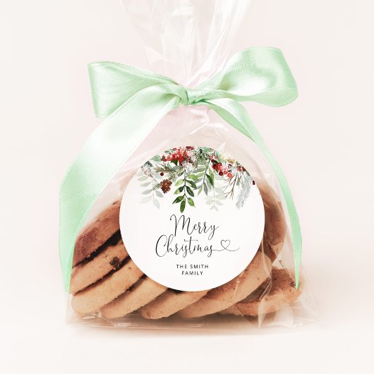 Prettig kerstfeest groenblijvend ronde sticker