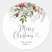 Prettig kerstfeest groenblijvend ronde sticker (Voorkant)