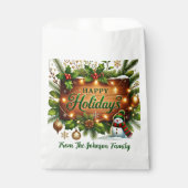 Prettig kerstfeest groenblijvende slinger bedankzakje (Voorkant)