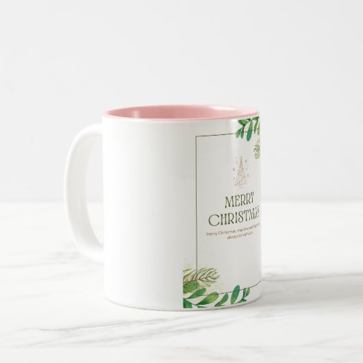 Prettig kerstfeest Groene blad mok (Voorkant links)