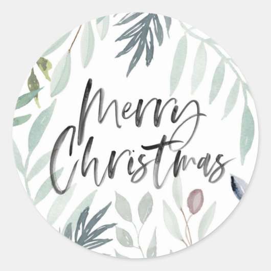 Prettig kerstfeest groene bladstickers ronde sticker (Voorkant)