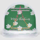 Prettig kerstfeest groene boom sneeuwbol (Voorkant)