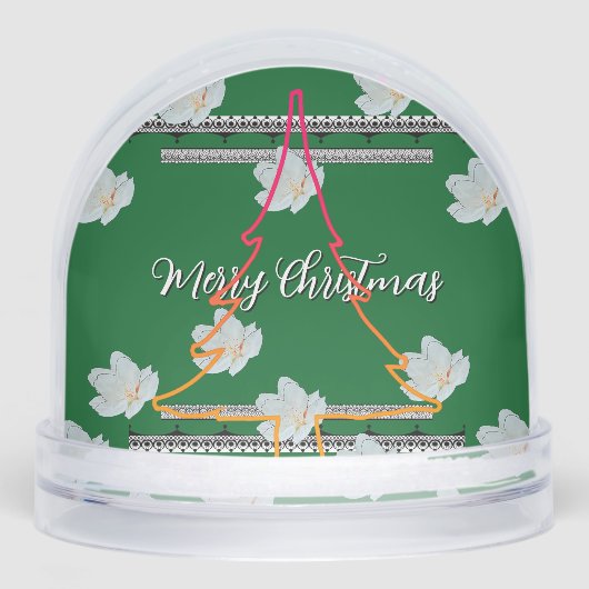 Prettig kerstfeest groene boom sneeuwbol (Voorkant)