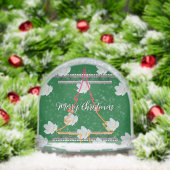 Prettig kerstfeest groene boom sneeuwbol (Kerstmis)