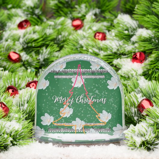 Prettig kerstfeest groene boom sneeuwbol (Kerstmis)