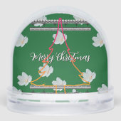 Prettig kerstfeest groene boom sneeuwbol (Achterkant)