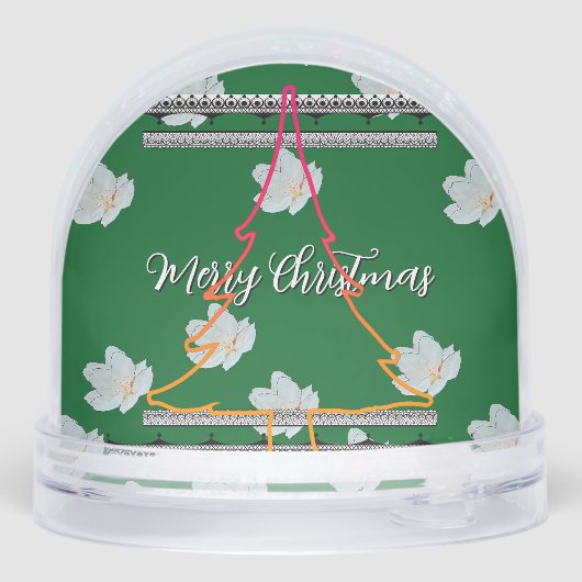 Prettig kerstfeest groene boom sneeuwbol (Achterkant)