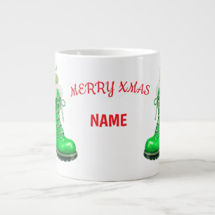 Prettig kerstfeest groene festieve laars grote koffiekop