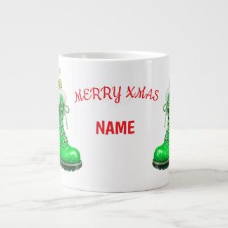 Prettig kerstfeest groene festieve laars grote koffiekop
