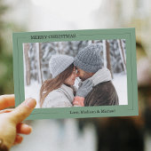 Prettig kerstfeest groene fotokaart kaart
