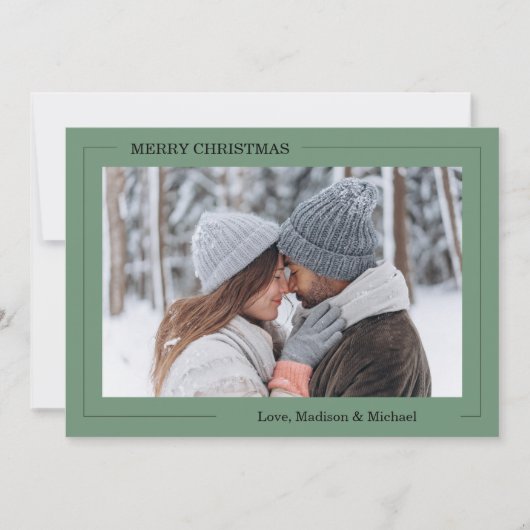 Prettig kerstfeest groene fotokaart kaart (Voorkant)