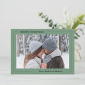 Prettig kerstfeest groene fotokaart kaart (Staand voorkant)