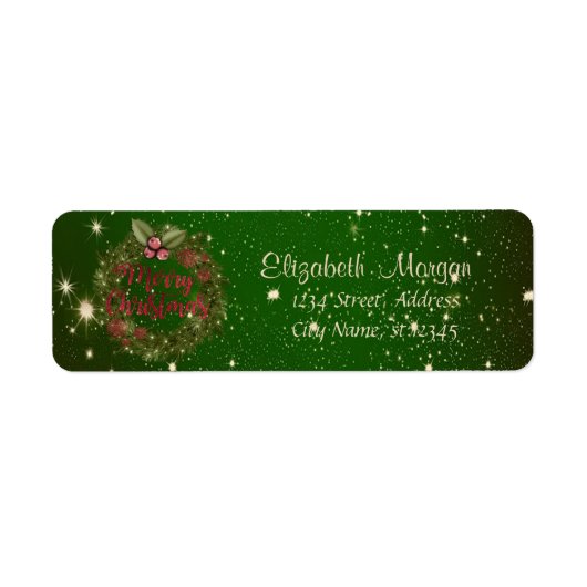 Prettig Kerstfeest, Groene Kerstkrans Etiket (Voorkant)