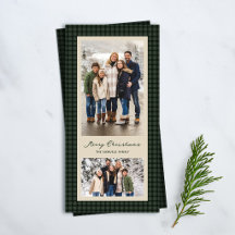Prettig kerstfeest groene ruit kader twee foto's
