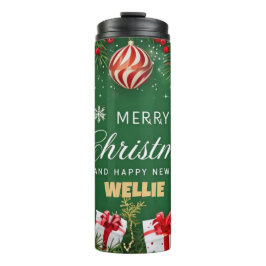 Prettig kerstfeest Groene Tumblr – Festief cadeau- Thermosbeker