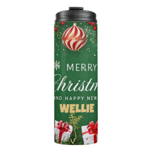 Prettig kerstfeest Groene Tumblr – Festief cadeau- Thermosbeker