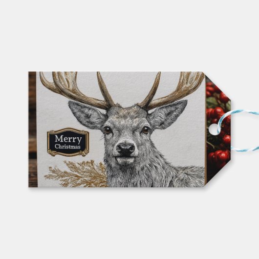 Prettig kerstfeest groet cadeaulabel (Voorkant (Horizontaal))